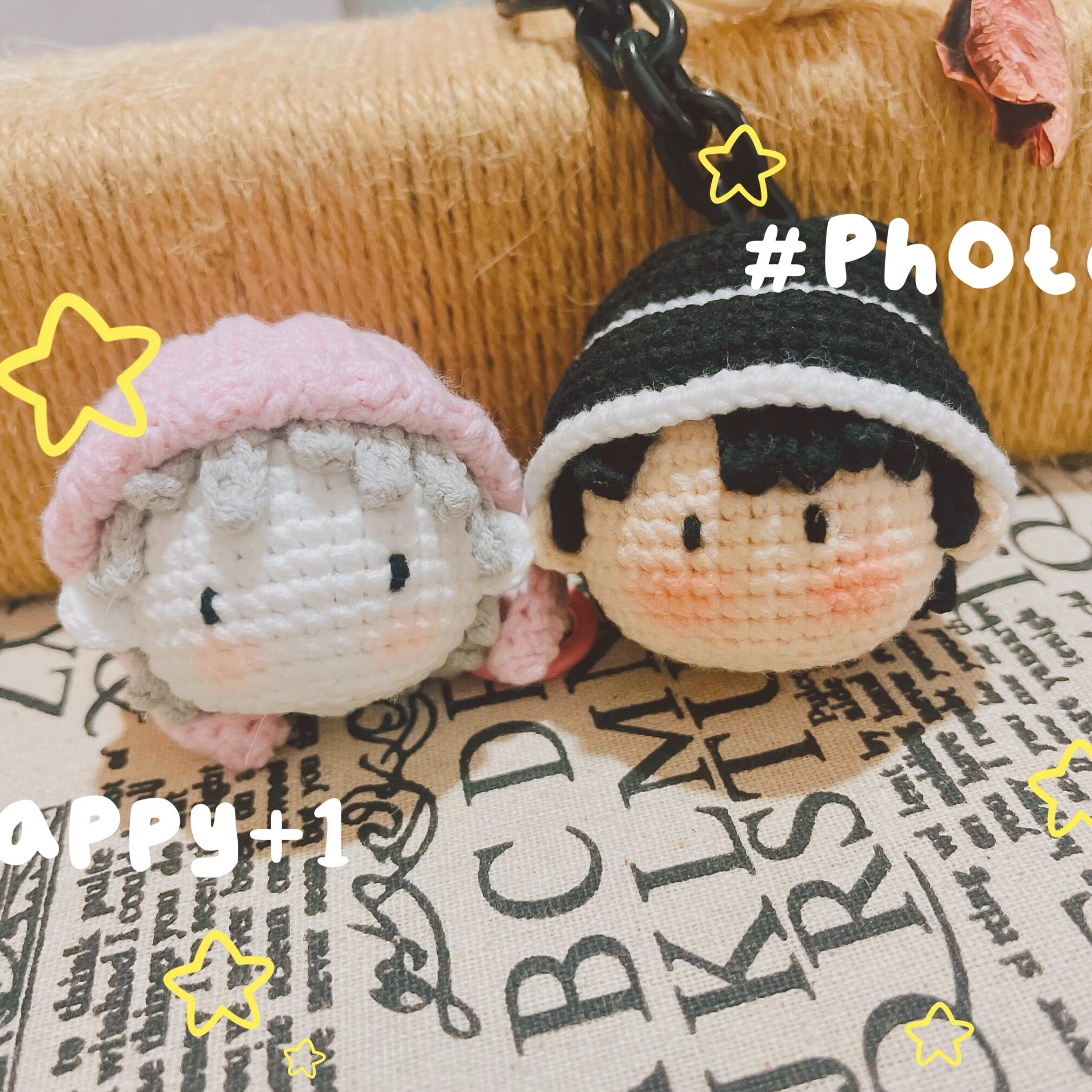 成品手工毛线编织娃娃挂件包包挂饰生日礼物粉色耳朵帽子勤天同款