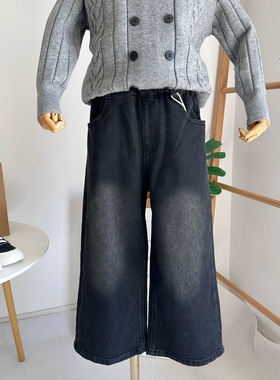 品牌童装2025秋款儿童直筒牛仔裤男女童休闲宽松阔腿长裤252511