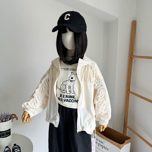 防晒衣甜美夹克拉链衫女童连帽