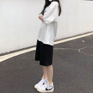 运动短裤女夏季薄款宽松潮ins阔腿高腰学生韩版小个子休闲五分裤