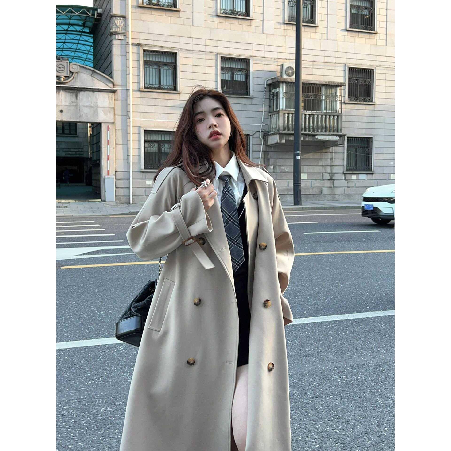 卡其色风衣女外套2025秋冬韩系高级感中长款小个子英伦风大衣加厚
