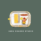 软硅胶适用苹果AirPods4耳机壳ins创意可爱卡通二三四 自动弹盖Airpodspro3代保护套锁扣式 星星人 手机支架