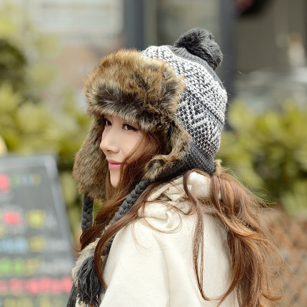 兔毛帽子女冬天针织毛线加厚雷锋帽时尚韩版加绒保暖护耳冬季皮草