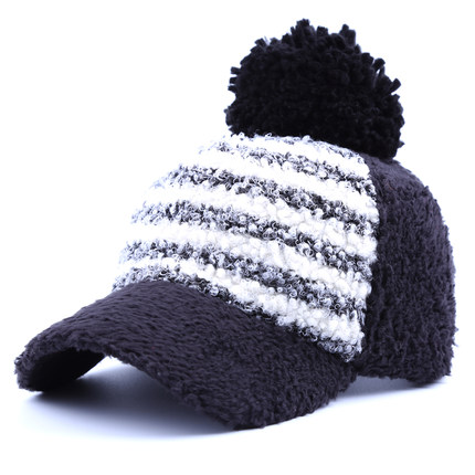 新款帽子女冬天鸭舌帽加厚加绒保暖韩版潮时尚平沿冬季棒球帽毛绒