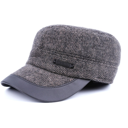 冬天中老年人护耳帽子男士秋冬季毛呢平顶棒球帽爸爸老头帽保暖帽