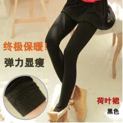 卓朵加绒加厚冬季百褶裙子假两件打底裤显瘦外穿女打底裤裙裤