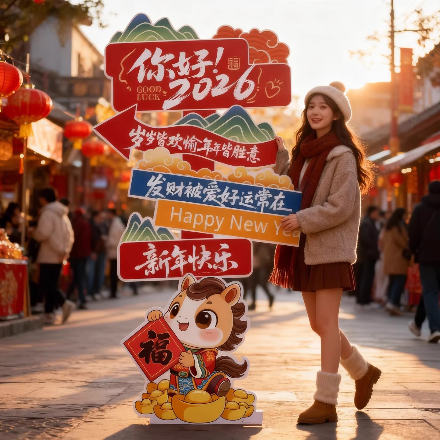 2026马年许愿树KT板大号道具摆件新年春节商场店铺氛围场景布置图片