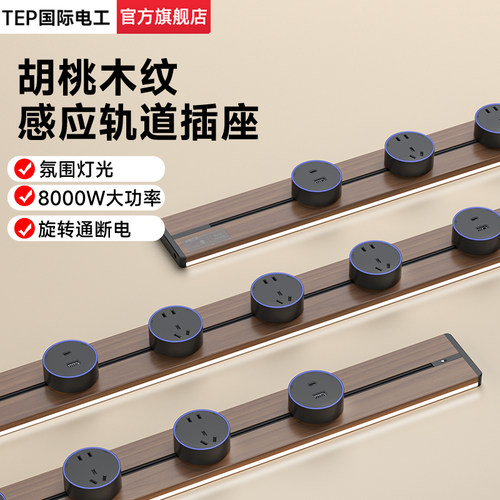 国际电工木纹感应可移动轨道插座