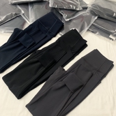 瑜伽裤 吾馨磨毛无尴尬线侧边口袋鲨鱼裤 女秋冬收腹薄绒小脚打底裤