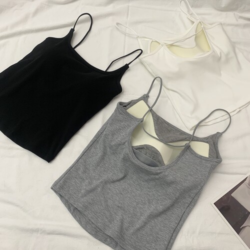 纯色天丝棉美背固定杯U背吊带