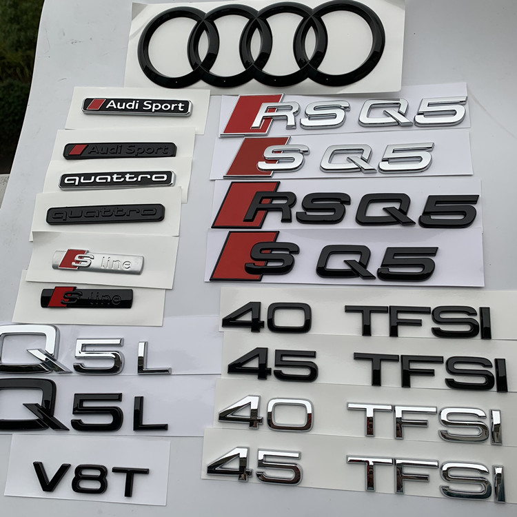 适用于新款奥迪Q5L车标改装SQ5后尾标RSQ5字标运动标志中网四驱标