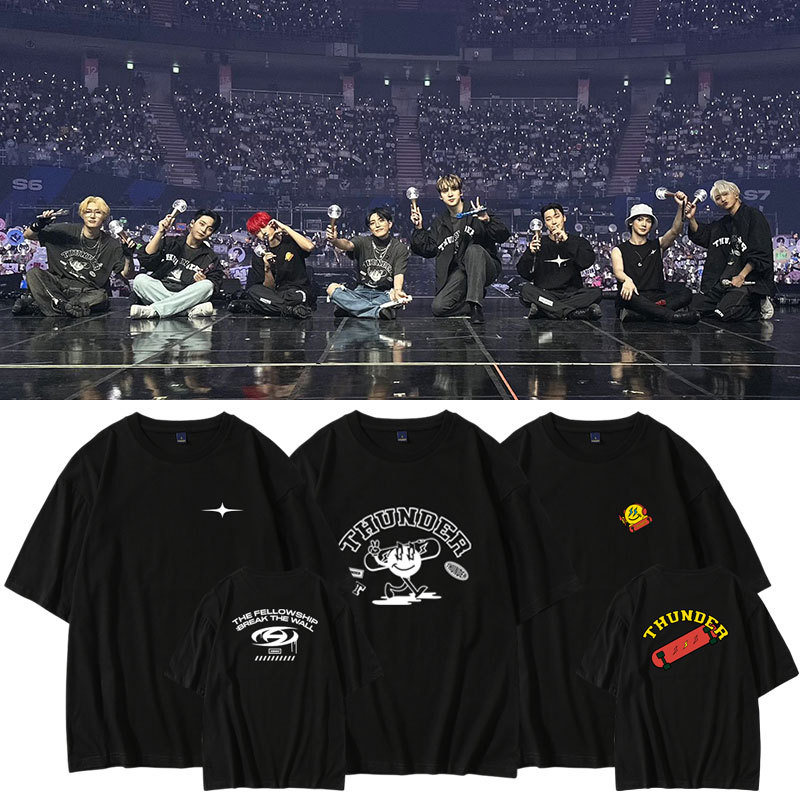 ATEEZ世巡演唱会BREAK THE WALL同款短袖T恤宽松落肩印花打歌衣服