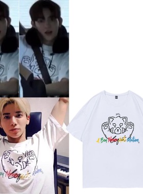 TXT姜太显ZB1章昊同款棉宽松男女简约半袖打底衫夏印花短袖T恤