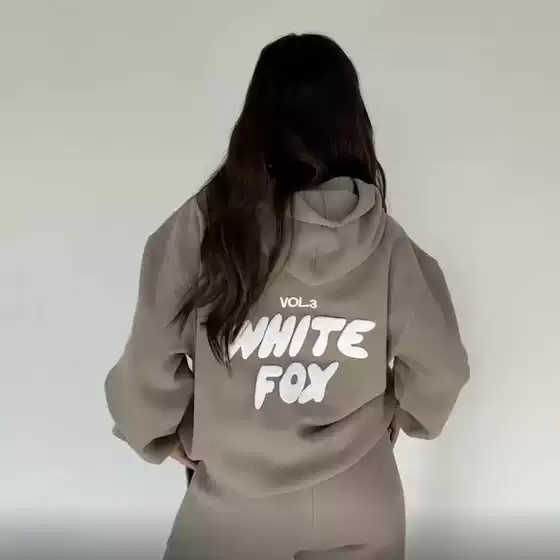 Y2K Oversized Sweatshirt Khaki Foam European and American Style Whitefox Clothing Cross-Border Ready Stock Hoodie Pants