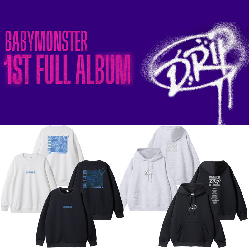 BABYMONSTER2024DRIP快闪周边应援同款衣服印花连帽卫衣套头加绒