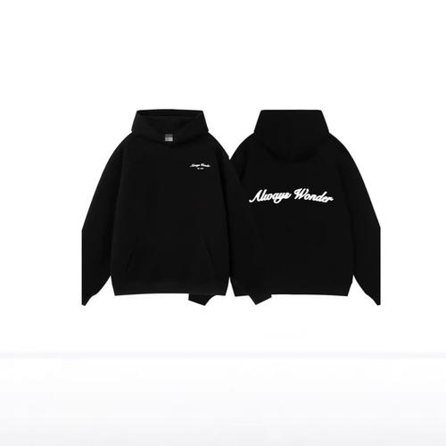我们的秘密Lingorm邝玲玲同款宽松加绒卫衣女Always Wonder黑色卫