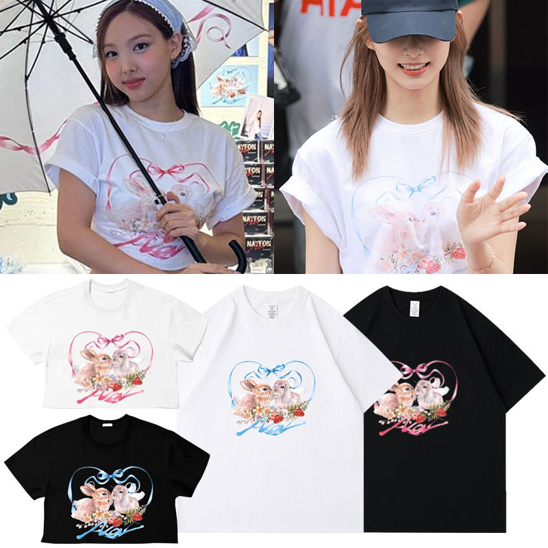 TwiceNAYEON林娜琏NA周边周子瑜同款短袖T恤宽松印花上衣服打底衫