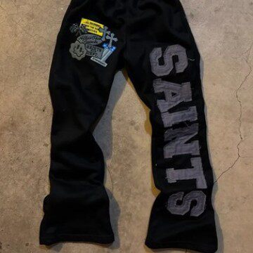 外贸2025新款流行SAINTS系列字母印花Y2K青少年休闲阔腿裤长裤女
