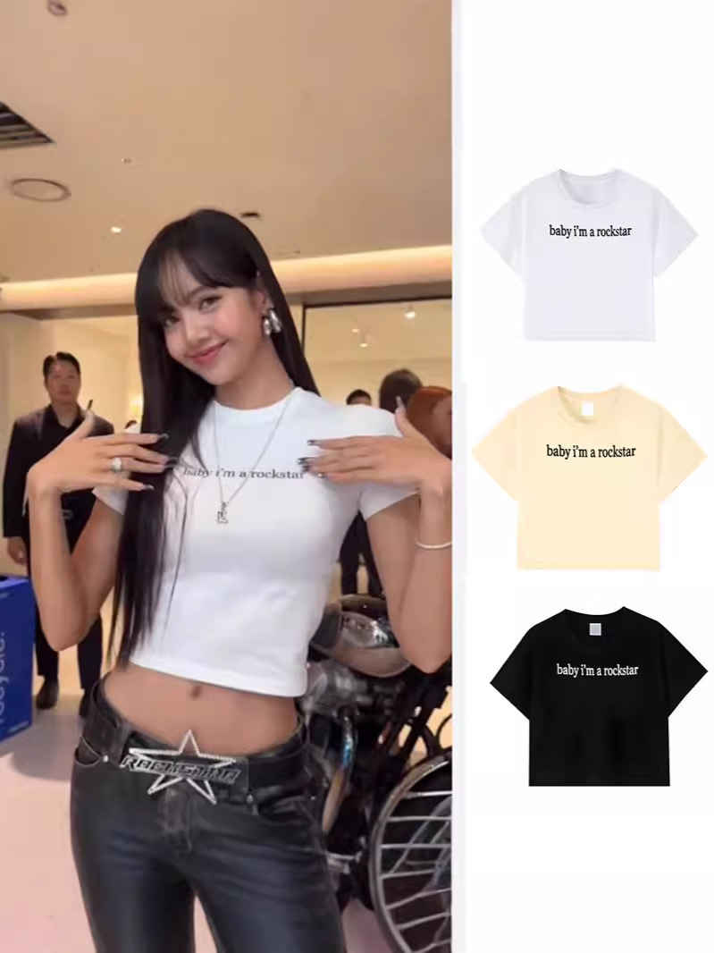 Lisa Rockstar快闪店同款印花T恤lisa周边商品夏季T恤短袖上衣