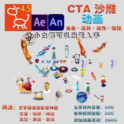 cta沙雕动画素材抖音AN动画中文版软件 Cartoon Animator教程道具