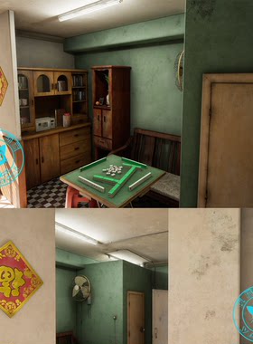 虚幻引擎5 UE4资产 Hong Kong Public Housing 香港室内 复古道具
