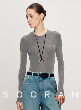SOORAM可机洗德国BIELLA美丽诺羊毛针织衫无缝高端扬子纱打底衫女