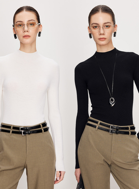 澳大利亚进口双倍加厚美丽诺羊毛打底衫女半高领毛衣女秋冬针织衫