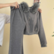 毛领拼接连帽短款 两件套装 卫衣开衫 巨好看 外套女休闲裤 私藏版