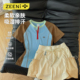 ZEENI 轻户外徒步运动套装 抗菌抑味插肩短袖 速干衣女抗皱休闲短裤
