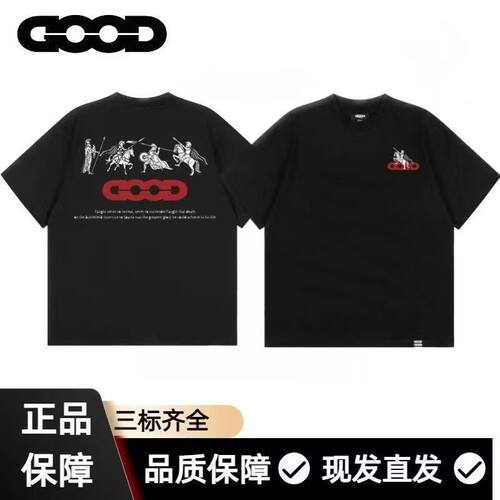 GOOD潮流马年斯巴达战马印花短袖T恤休闲宽松情侣同款