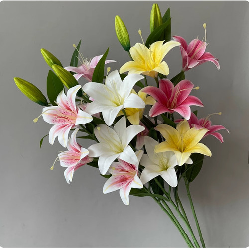 仿真花百合花假花客厅塑料花束