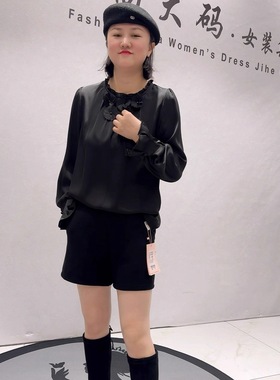 芮娜依莲5317年货新款欧货减龄衬衫加大码女装胖妹妹气质百搭上衣