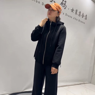 3288芮娜依莲秋季新款欧货连帽卫衣外套加大码女装胖妹妹气质上衣