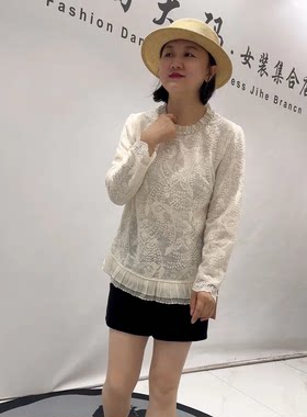 芮娜依莲秋季新款大码长袖蕾丝衫