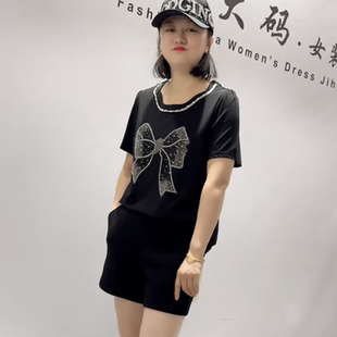 新款 衫 芮娜依莲5195夏季 短袖 胖妹妹减龄显瘦欧货气质T 加大码 女装