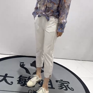 新款 加大码 天骄一生水25067夏季 百搭女裤 女装 胖妹妹减龄显瘦白裤
