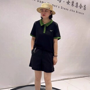 5229芮娜依莲夏季新款欧货POLO衫短袖加大码女装胖妹妹显瘦气质衫