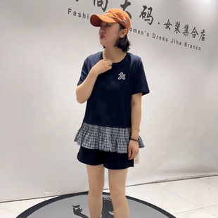 8072芮娜依莲夏季新款欧货短袖衫加大码女装胖妹妹宽松显瘦气质衫