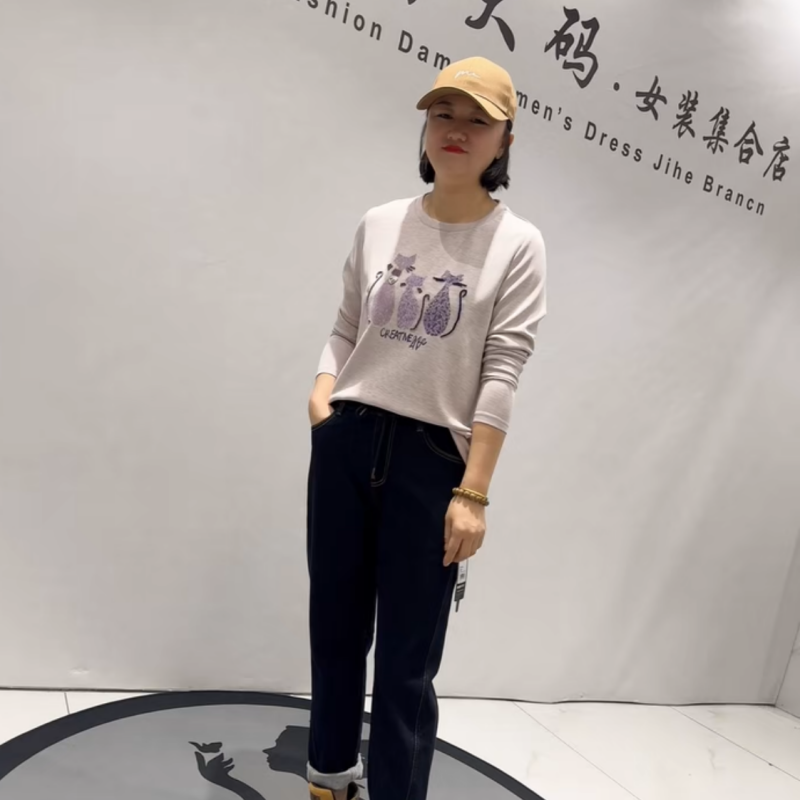 播本冬季新款大码欧货圆领衫上衣