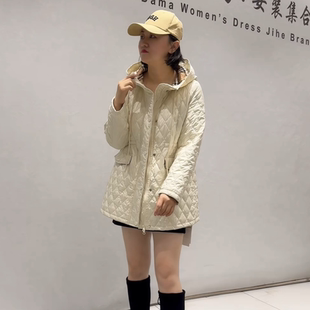 8016女权冬季新款欧货薄棉服加大码女装胖妹妹显瘦气质外套女