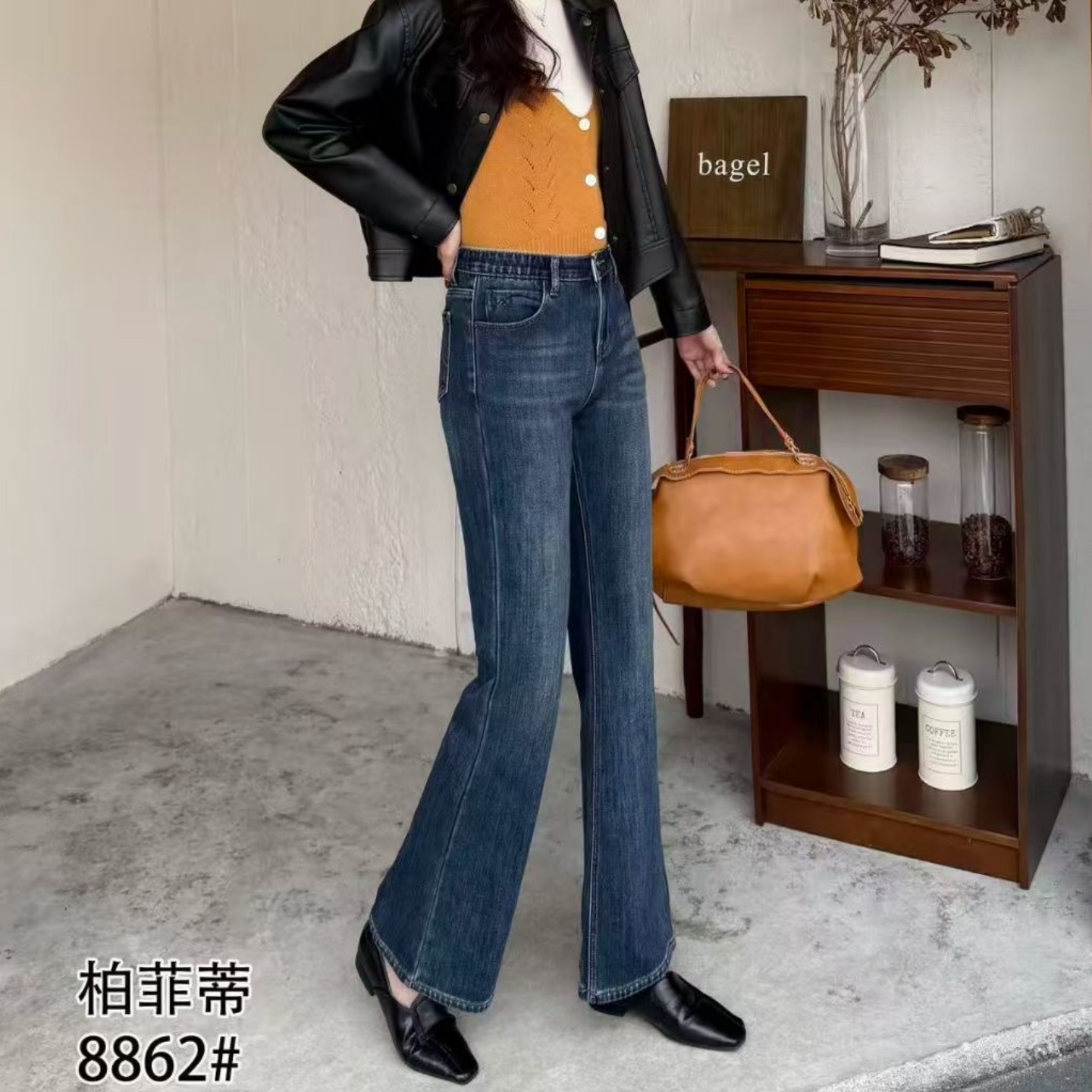 柏菲蒂冬季新款大码加厚绒牛仔裤