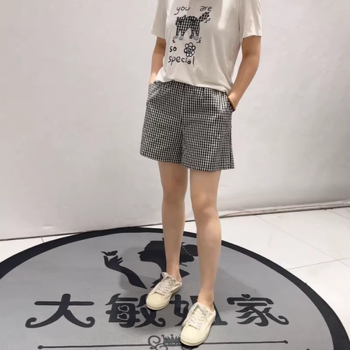 女权贵族夏季新款大码格子短袖女