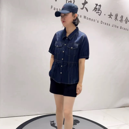 女权贵族夏季新款大码牛仔短袖女