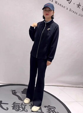 芮娜依莲1338春季新款欧货套装加大码女装胖妹妹宽松显瘦两件套装