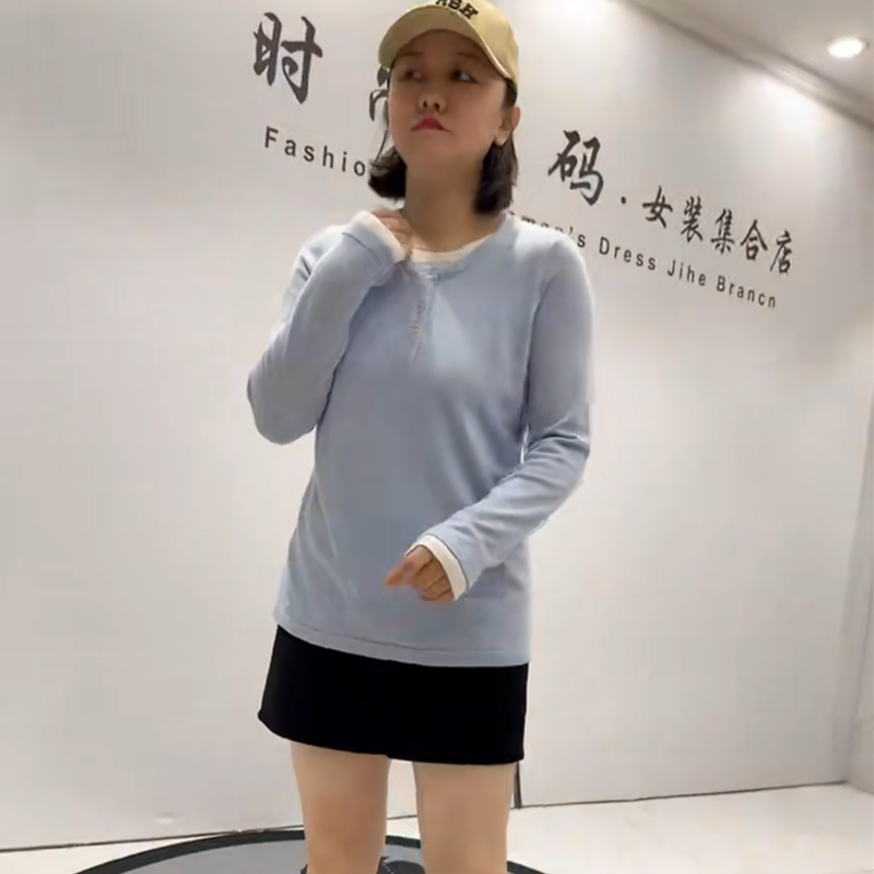 子汇秋季新款大码百搭针织打底衫