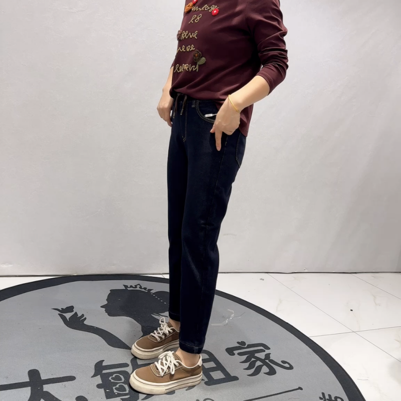 柏菲蒂冬季新款大码加绒牛仔裤女