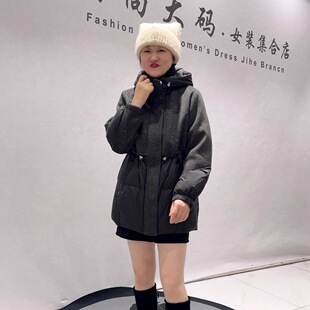9236芮娜依莲冬季新款欧货一手长羽绒服加大码女装胖妹妹显瘦外套