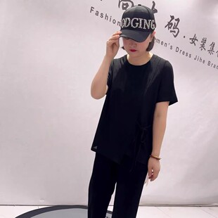 新款 女装 欧货醋酸料短袖 加大码 胖妹妹气质上衣 衫 1725芮娜依莲夏季