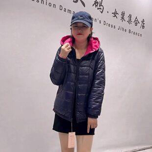 3793芮娜依莲秋冬款欧货双面穿连帽棉服加大码女装胖妹妹显瘦外套