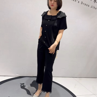 女装 芮娜依莲6075夏季 大码 新款 减龄显瘦欧货气质两件套 女人味套装